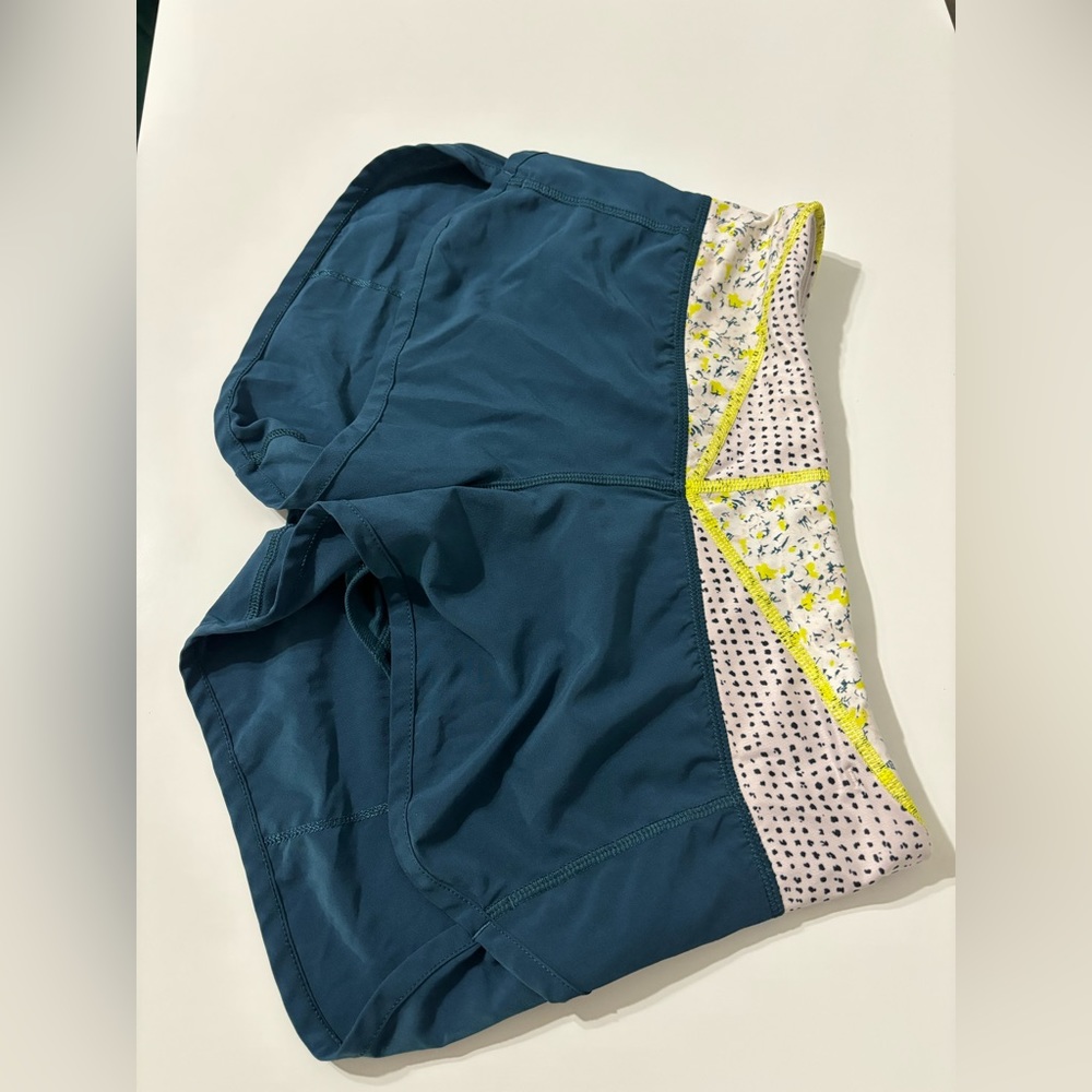 Size 2 Turquoise/ Dark Navy Lululemon Shorts